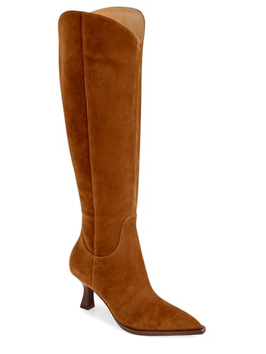 Womens Knee High Boots Kitten Heel Pointed Toe Tall Boots Side Zipper Fall Winter Shoes
