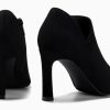 Womens Pointed Toe V Cut Ankle Boots Kitten Heel Side Zip Office Booties