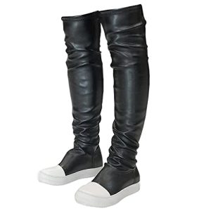 Thigh High Boots for Women Flat Over The Knee Round Toe Booties