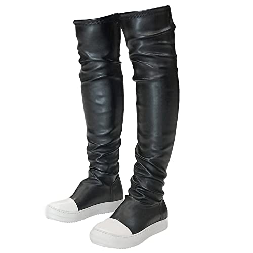 Thigh High Boots for Women Flat Over The Knee Round Toe Booties