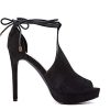 Womens Peep Toe Platform Heels Sexy Sandals Strappy Lace Up Tie Stilettos Dress Pumps Shoes