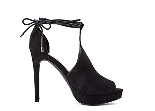 Womens Peep Toe Platform Heels Sexy Sandals Strappy Lace Up Tie Stilettos Dress Pumps Shoes