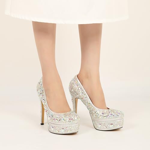 Womens High Heel Platform Pumps Round Toe Sky High Stilettoes 6" Party Dress Platform