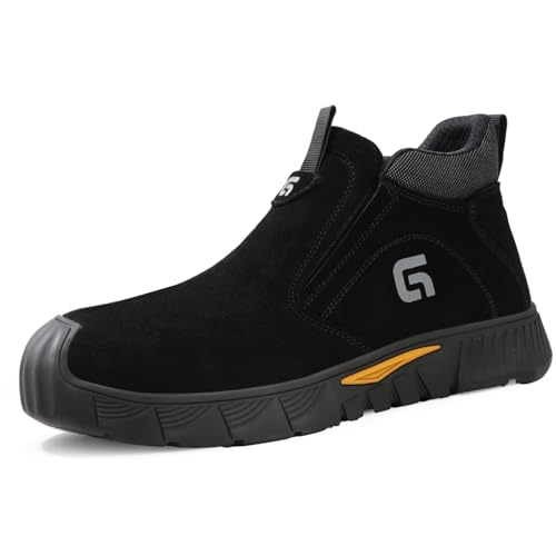 Welding Work Boots for Men Slip on Steel Toe Shoes for Men Indestructible Steel Toe Boots Welder Men's Working Shoes Fireproof