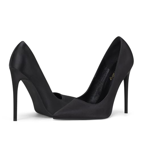 High Heels Womens Pointed Toe Heels Satin Pumps Stiletto Bridal Party Dress Evening Wedding Shoes for Woman