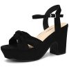 Women's Platform Heels Ankle Strap Sandals Peep Toe Suede Wedges Sandal Fashion Wedding Sexy Dress Block Chunky High Heel Pumps