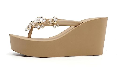Womens Platform Flip Flops Wedges Sandals for Women wedge flip flops Flats Summer Comfort Thong Sandals Wedge Heels for Women