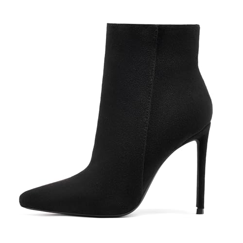 Ankle Boots For Women Pointed Toe 4 Inch High Heel Zipper Stiletto Heels Fall Booties