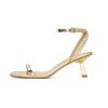 Gold Strappy Heels for Women Kitten Heel Sandals Open Square Toe Stiletto High Heels with Ankle Strap Comfort Dress Party Shoes