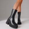 Womens Wedge Heel Ankle Boots Platform Zipper Punk Motorcycle Booties Chunky Block High Heel Round Toe Fashion Work Combat Boots