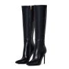 4 inch Women's Knee High Long Boots, Stiletto Tall Pointed Toe Heeled Boot Leather Suede Comfortable Sexy