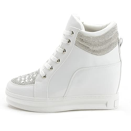 Womens Fashion Platform Shoes Hidden Wedge Heel High Top Sneakers for Women Platform Boots Working Shoes Women