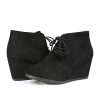 Women's Wedge Boots Casual Fashion Lace Up Low Heel Ankle Booties Shoes