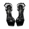 Women’s Crystal Stilettos Heeled Sandals, 4 Inch Square Open Toe Strappy Sexy High Heels Ankle Strap Buckle Heels for Party