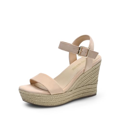Women's Platform Wedges Sandals, Comfortable Open Toe Espadrilles Sandals Dressy Buckle Ankle Strap Summer Shoes