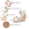 Women's Open Toe Espadrilles Wedge Sandal Slip On Elastic Ankle Strap Platform Sandals Dressy Comfortable Wedges Shoe