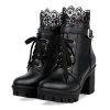 Women's Chunky Platform High Heel Boots Lace Up Gothic Ankle Booties Block Heel Buckle Punk Shoes