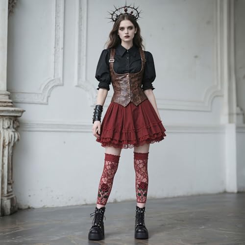 Platform Boots for Women Goth Boots Ankle Boot Side Zip Round Toe Wedge Buckle Combat Rave Boot Chunky High Heels Motorcycle
