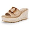 Women's Wedge Platform Espadrille Slide Sandals Slip On Open Toe High Heels Buckle Casual Summer Shoes