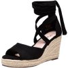 Women's Platform Wedge Sandals Rome Espadrilles Open Toe High Heel Sandals for Women with Lace-Up