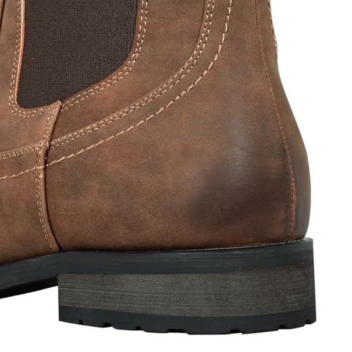 Ankle Cowboy Boots for Men Chelsea Boots Mens Slip On Casual Work Dress Western Boots Brown
