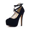 Women's Ankle Strap Platform Party Closed Toe Dress High Heels Pumps