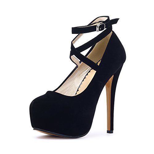 Women's Ankle Strap Platform Party Closed Toe Dress High Heels Pumps