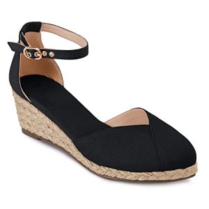 Womens Espadrilles Sandals Closed Toe Platform Ankle Strap Casual Summer Wedges
