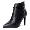 Women'S Leather Pointed Toe Stiletto Ankle Boots Fall Winter Fashion Back Zipper High Heel Dress Booties For Date Party Evening