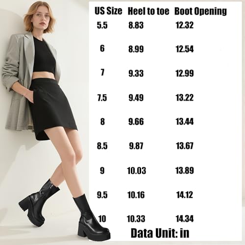 Womens Wedge Heel Ankle Boots Platform Zipper Punk Motorcycle Booties Chunky Block High Heel Round Toe Fashion Work Combat Boots