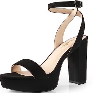 Platform Heels for Women 4 Inches Chunky Heels Sandals for Women Comfy Open Toe Block Heeled Sandals Nude White Silver Gold