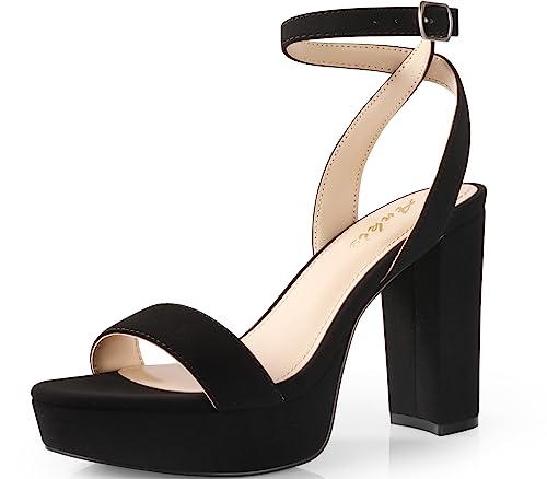 Platform Heels for Women 4 Inches Chunky Heels Sandals for Women Comfy Open Toe Block Heeled Sandals Nude White Silver Gold