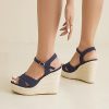 Espadrille Wedge Sandals for Women, Women's Platform Wedge Heels, High Heel Summer Wedges for Women with Breathable Knitted