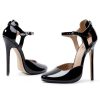 Unisex Men's Women's Round Toe High Heels Stiletto Patent Leather Heels Ankle Strap Pumps Dress Party Shoes