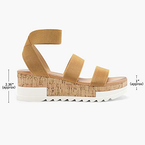 Women's Open Toe Elastic Ankle Strap Casual Flatform Platform Wedges Sandals