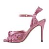 Women's Peep Toe Sandals Open-back Ankle Strap High Heels Cute Knotted Stiletto Summer Shoes