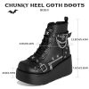 Platform Boots for Women Goth Boots Ankle Boot Side Zip Round Toe Wedge Buckle Combat Rave Boot Chunky High Heels Motorcycle