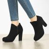 Women's Round Toe Chunky Heeled Ankle Heel Boots