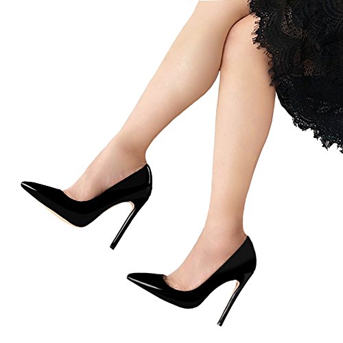Women's Sexy Pointed Toe High Heels,4.72 inch/12cm Patent Leather Pumps,Wedding Dress Shoes,Cute Evening Stilettos