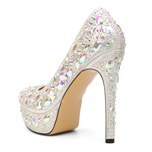 Womens High Heel Platform Pumps Round Toe Sky High Stilettoes 6" Party Dress Platform