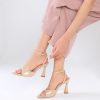 High Heels for Women Pointed Open Toe Strappy Chunky Block Heels Ankle Strap Stiletto Kitten Heeled Sandals Wedding Bridal Party
