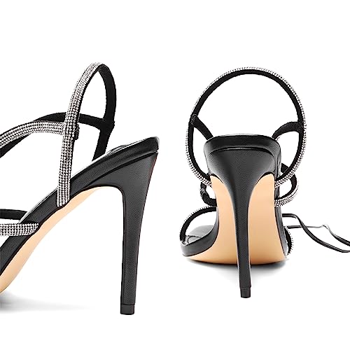 High Heels Stilettos for Women - Strappy Gladiator Sexy Square Toe Open Toe Dressy Pumps Sandals