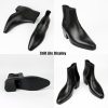 Classic High Heel Heighten Side Zipper Chelsea Boots For Men Leather Fashion Pointed Toe Chunky Block Heel Elastic Mid-Calf Slip