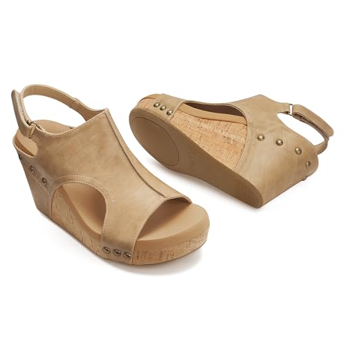 Womens Wedge Sandals With Strap for Dressy Ladies Sandals Casual 3 Inch Wedge