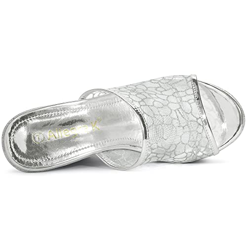Women's Glitter Platform Heels Slide Wedge Sandals