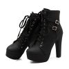 Women's Goth Leather Block Heel Ankle Boots Fashion Studded Ankle Strap Trim Punk Boots