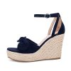 Womens Wedge Platform Sandals Cute Bowknot Open Toe Espadrille High Heels Buckle Ankle Strap Summer Shoes