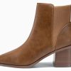 Womens Pointed Toe Ankle Boots Elastic Chunky Block Stacked Mid Heel Slip On Chelsea Booties