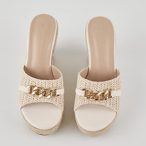 Women's Wedge Sandals Platform Espadrille Heel Chain Slip On Casual Summer Slides