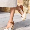 Womens Platform Espadrilles Wedge Sandals Closed Cap Toe Bow Tie Ankle Buckle Strap Summer Dress Shoes